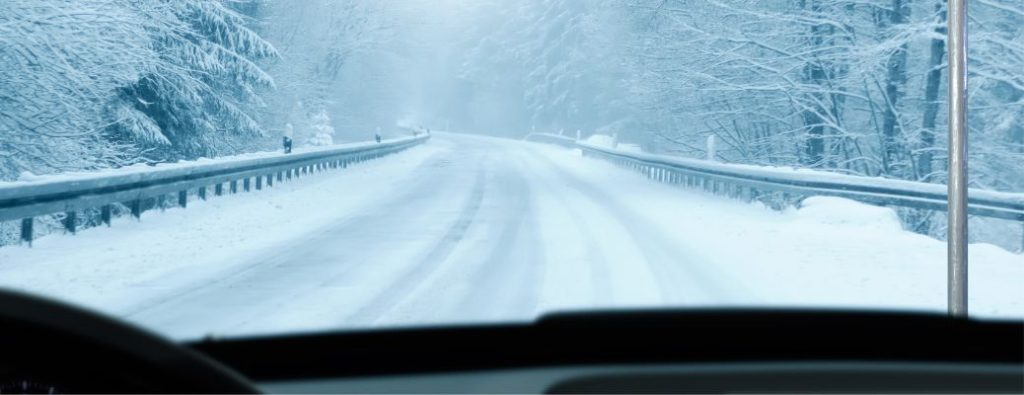 image of a snowy road