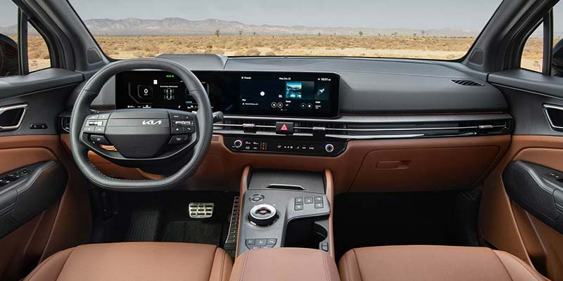 Close-up of the 2026 Kia Sportage interior and center console.